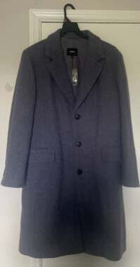 Adam's Row MADE IN USA Wool Trench Coat Charcoal Gray Overcoat Men's Size 42R